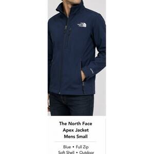 The North Face Apex Soft Shell Jacket Mens Small Blue Full Zip Fleece Lined